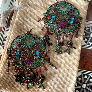 Jeweled Costume Dangle Earrings